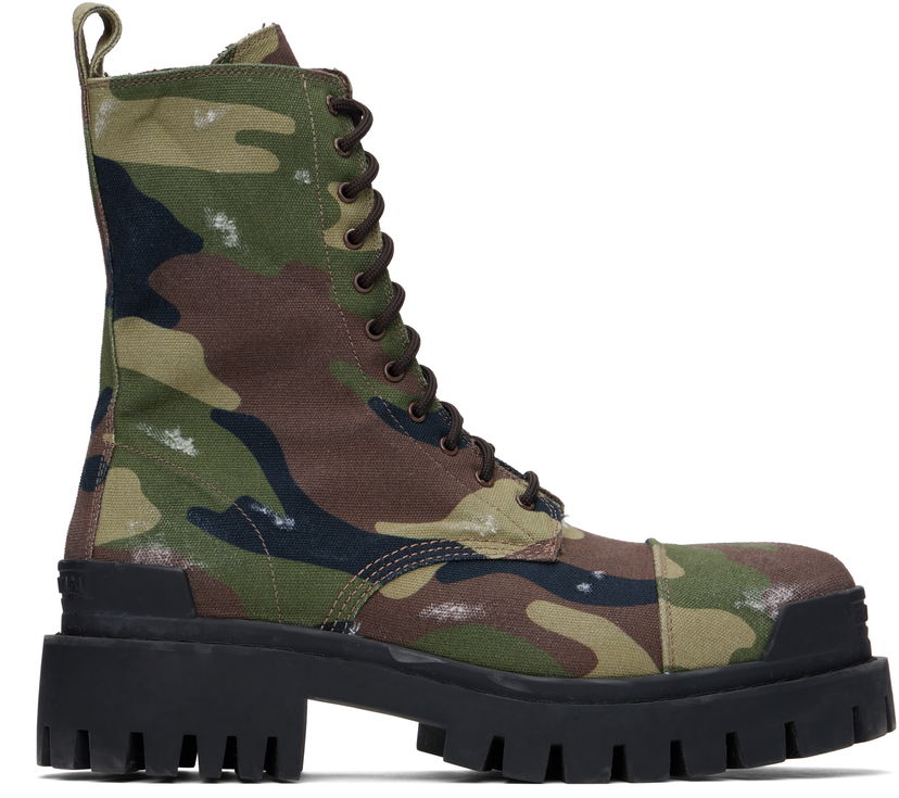 Sneakers och skor Balenciaga Camouflage Canvas Boots Grön | 786135W2EU21028