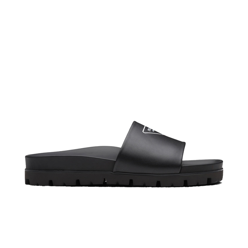 Sneakers och skor Prada Logo Leather Slide Svart | 2X3060_A21_F0002