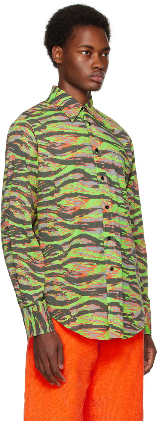Skjorta ERL Abstract Print Long Sleeve Shirt Grön | ERL06B005, 1