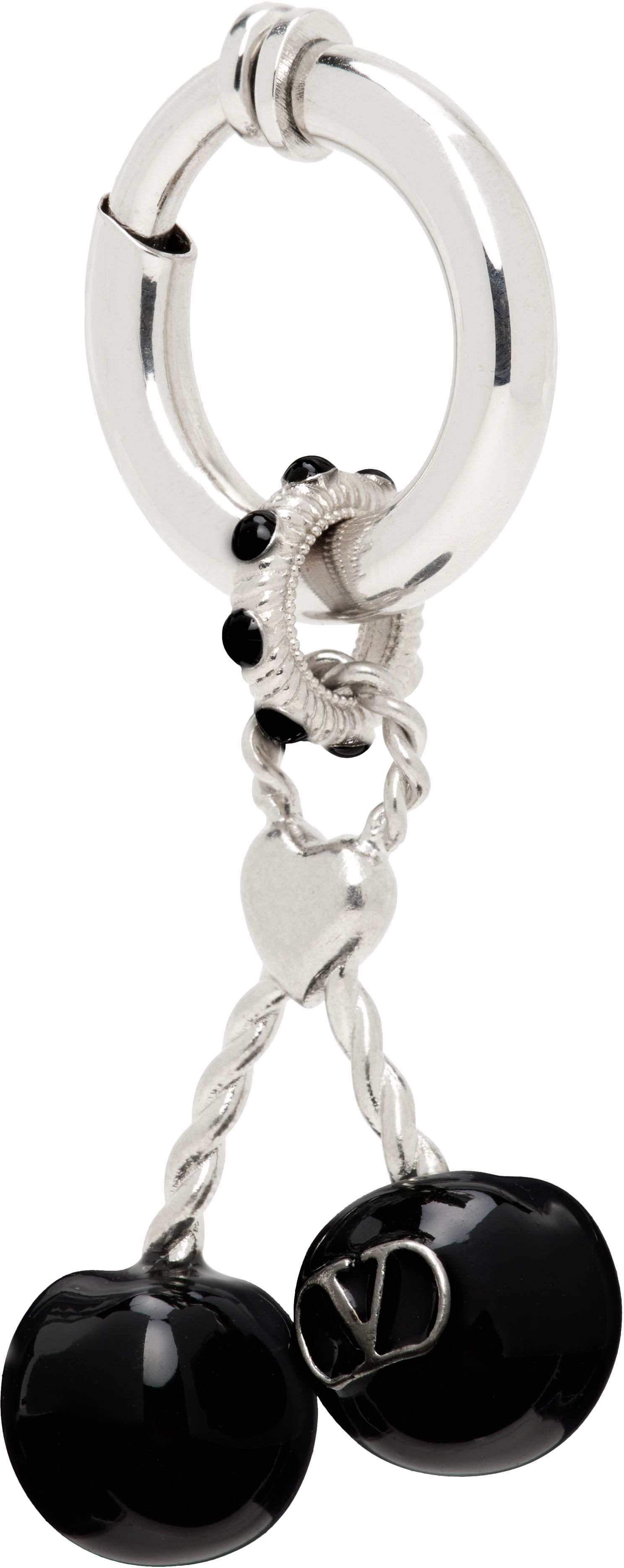 Örhängen Valentino Valentino Garavani Chez Valentino Silver-Tone & Black Onyx Cherry Clip-On Single Earring Metallisk | 7Y2J0AK1MJP, 1