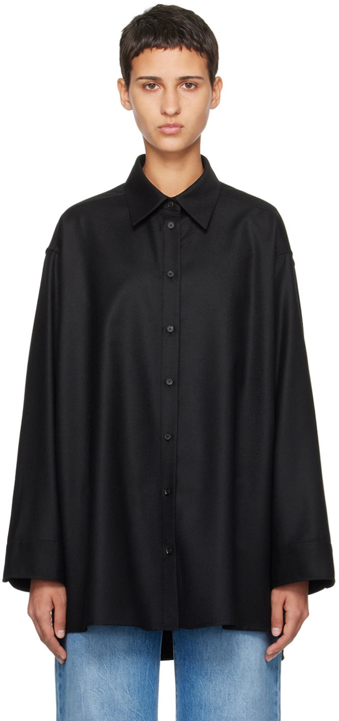 Skjorta The Row Oversized Wool Shirt Svart | 5927-W2107