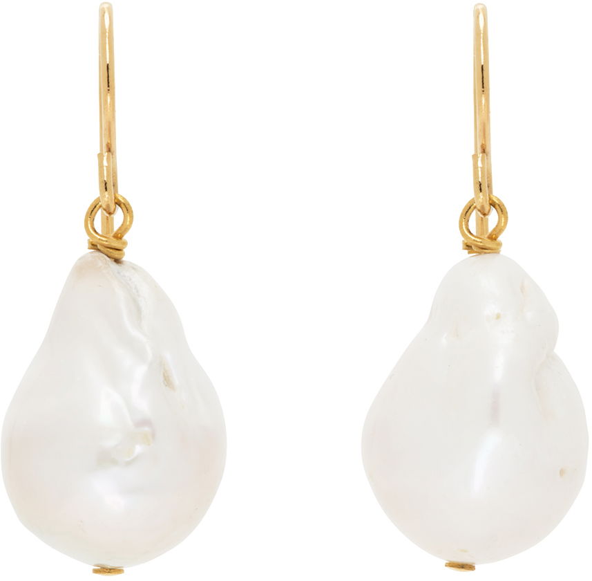 Örhängen Jil Sander Pearl Grainy Earrings "Gold & White" Vit | J11VG0027_J12016, 0