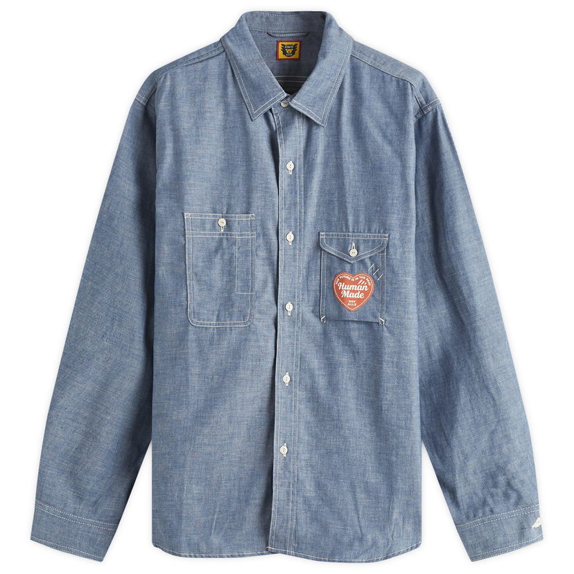 Skjorta Human Made Chambray Work Shirt Size Medium Blå | HM28SH004-BL