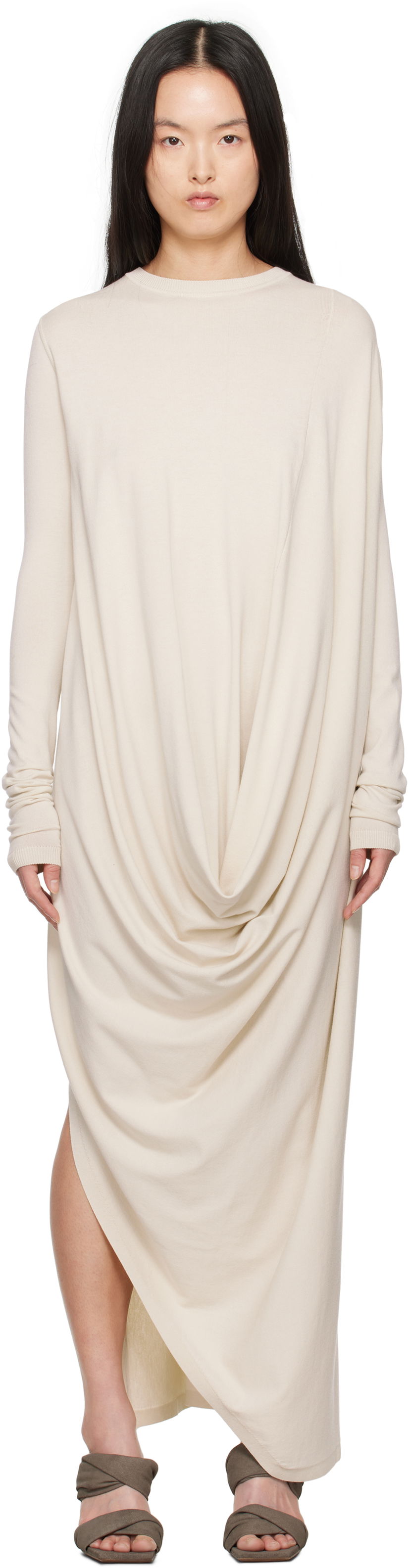 Klä Rick Owens Rick Owens Hollywood Twisted Midi Dress Beige | RP01E7637 VI