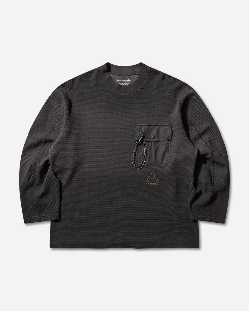 Skjorta ROA Garment-Dyed Waffle Knit Long-Sleeve with Utility Chest Pocket Svart | 5745284539 10