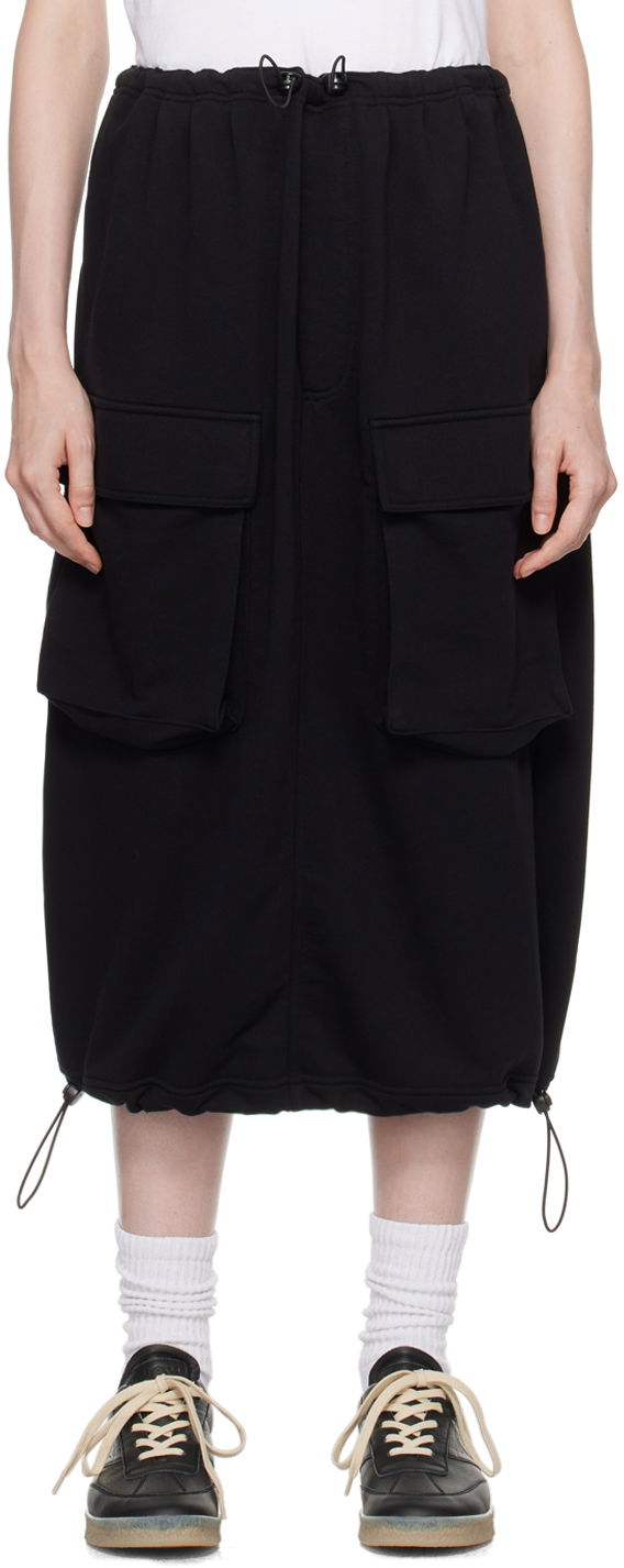 Kjol Maison Margiela MM6 Black Flap Pocket Midi Skirt Svart | S52MI0015 S25606