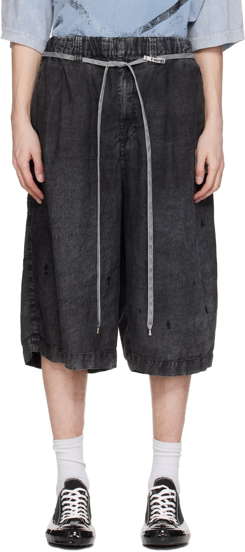 Shorts Maison MIHARA YASUHIRO MMY Aged Linen Wide Shorts Svart | A14PT034