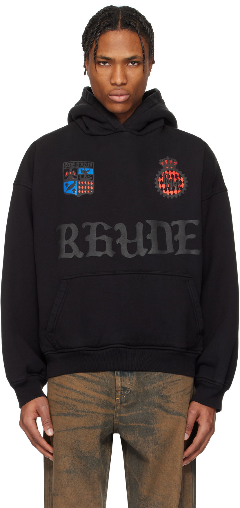 Sweatshirt Rhude Rhude Crest Oversized Hoodie Svart | RHPS25HO03012