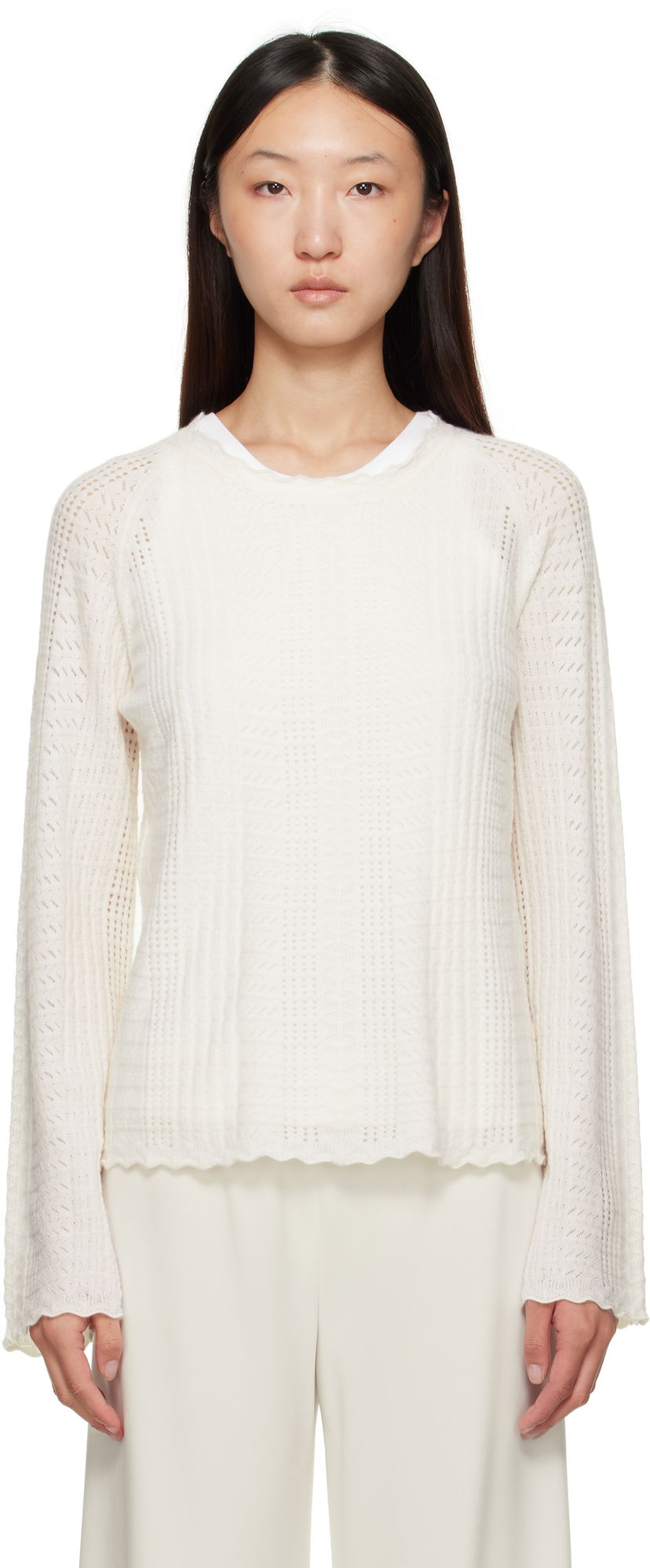 Sweater Loulou de Saison Loulou de Saison Greta Knit Sweater Vit | GRETA