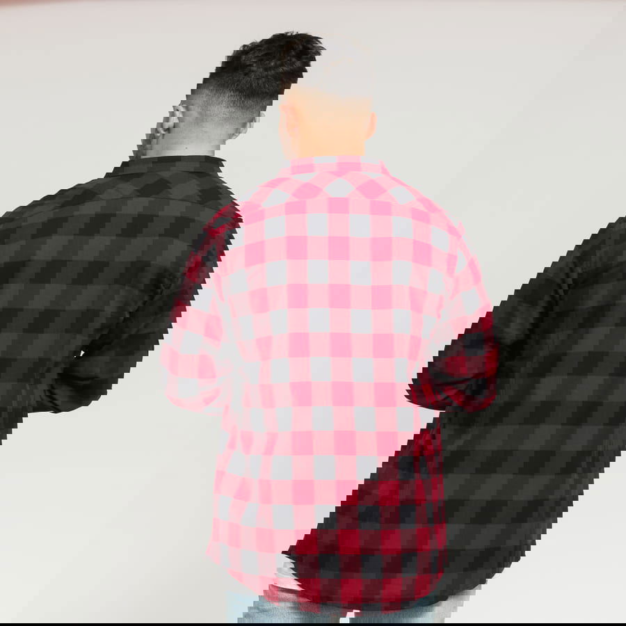 Skjorta Urban Classics Checked Flanell Shirt Röd | TB297 Burgundy, 1