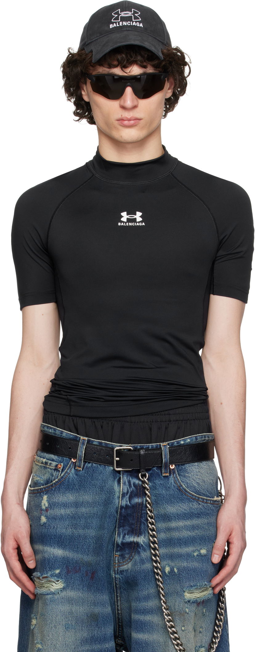 T-shirt Balenciaga Under Armour Edition Mock Neck T-Shirt Svart | 816222TRVY3