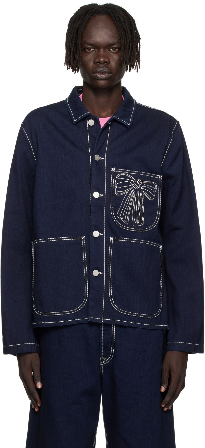 Jacka Acne Studios Acne Studios Embroidered Denim Jacket Mörkblå | C90204-