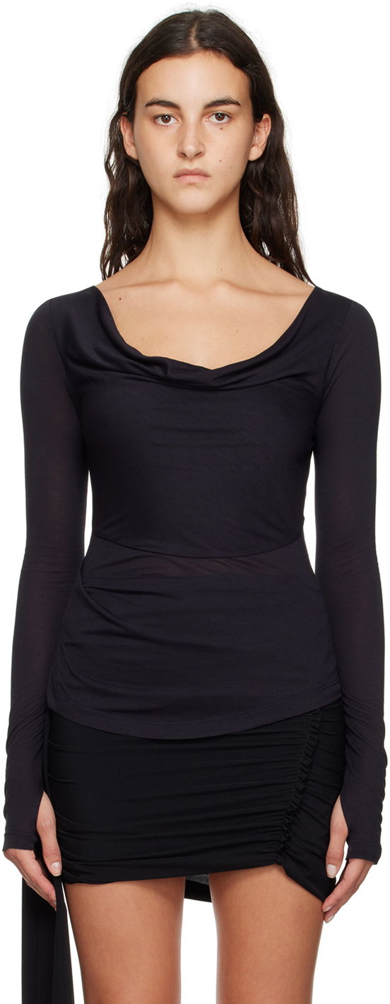 T-shirt Helmut Lang Helmut Lang Cowl Neck Long Sleeve T-Shirt Svart | N06HW522, 0