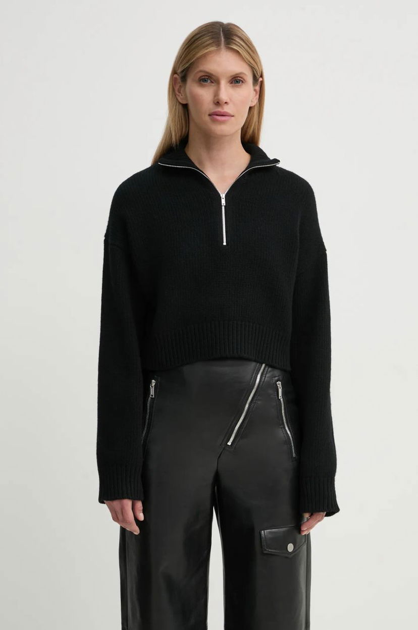 Sweater Nanushka SONORE Half-Zip Cropped Sweater Svart | NW24FWSW42500