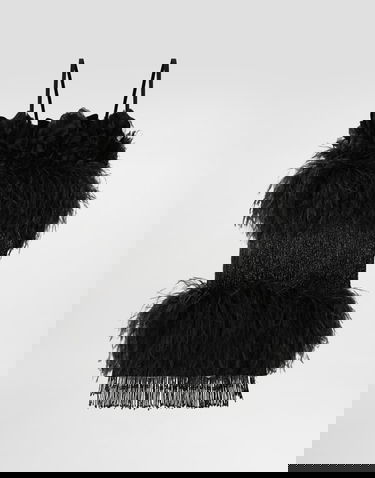 Linne Dolce & Gabbana Dolce & Gabbana Feather Embellished Satin Top Svart | F60FIZGDDI5N0000, 0