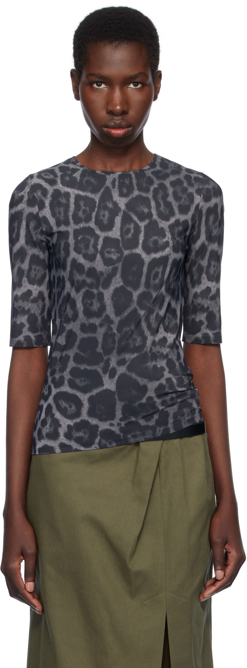 T-shirt Stella McCartney Stella McCartney Leopard Print T-Shirt Svart | 6J04113SQA08