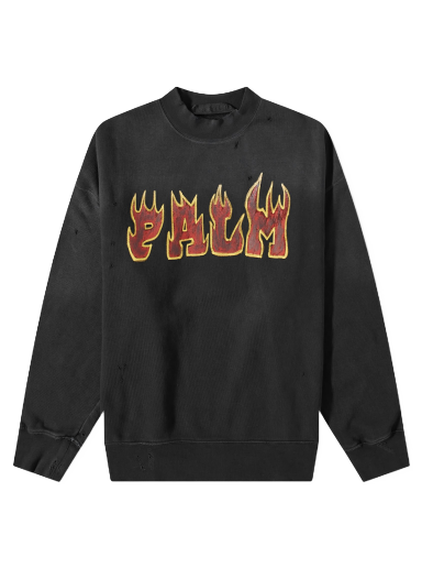 Sweater Palm Angels Flames Crewneck Grön | PMBA065S23FLE0081025