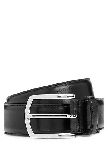Bälten BOSS Leather Belt with Branded Buckle and Full Lining Svart | 50529626
