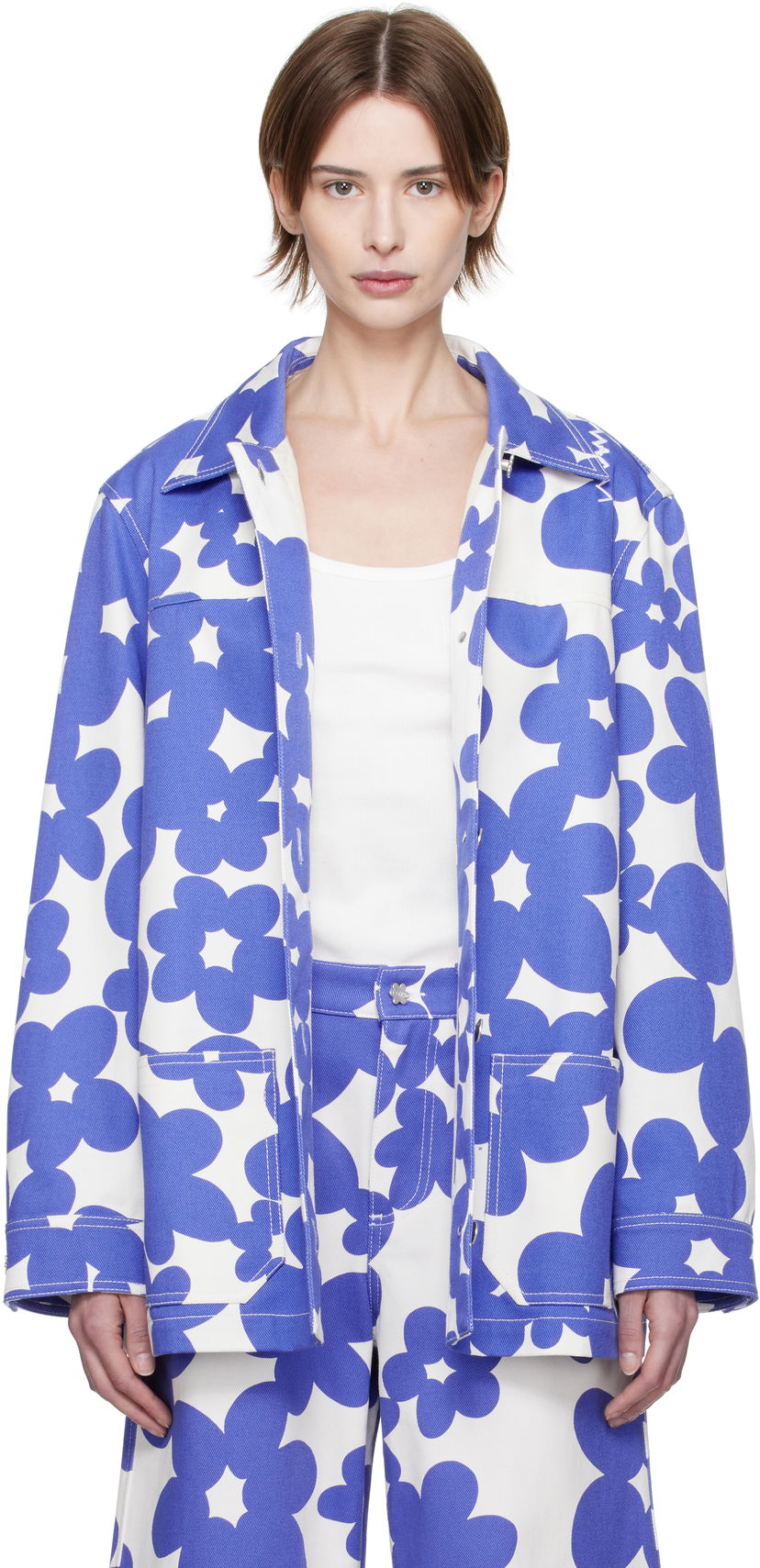 Jacka Marni Marni Dillies Print Jacket Blå | JKMA0347S0 UTC462