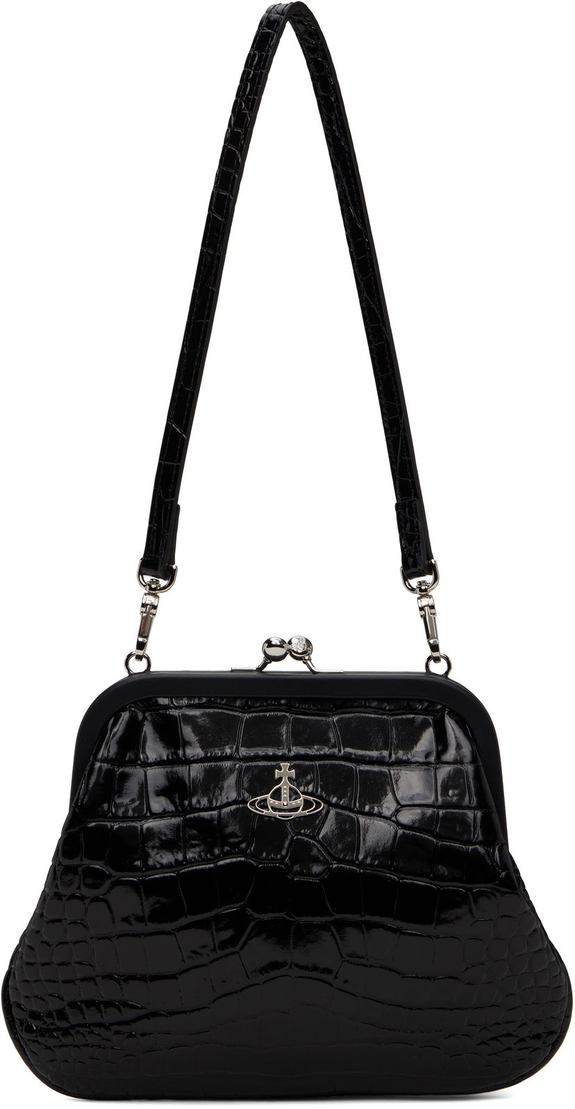 Handväska Vivienne Westwood Vivienne Westwood Vivienne's Crocodile Embossed Clutch Svart | 4B01000AW-L0098-