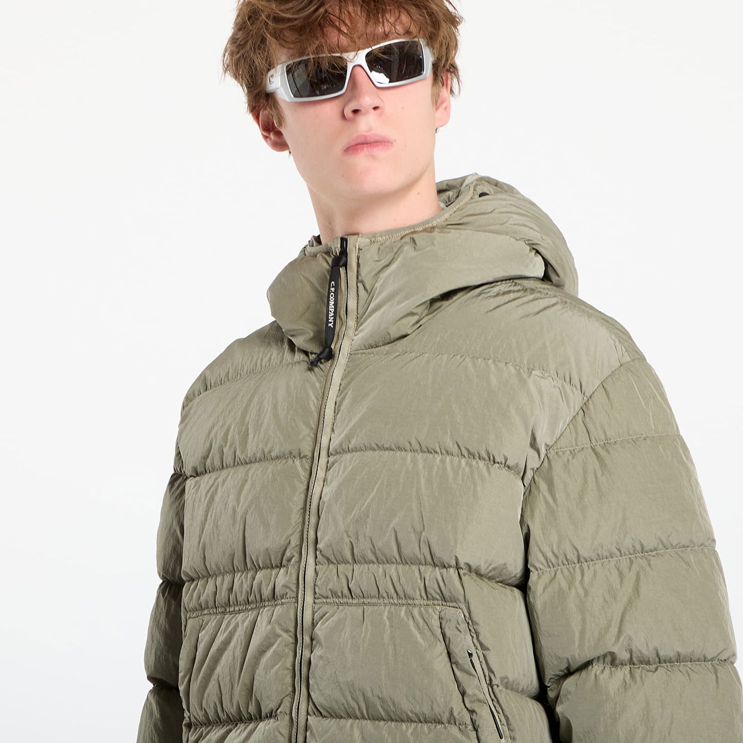 Pufferjacka C.P. Company Chrome-R Goggle Down Jacket Fungi Grey Grön | 19CMOW011A005904G-356, 1