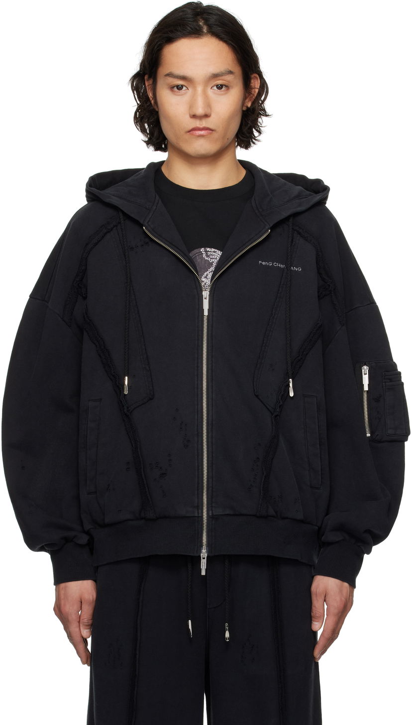 Sweatshirt Feng Chen Wang Feng Chen Wang Deconstruction Zip-Up Hoodie Svart | FUS19HD01