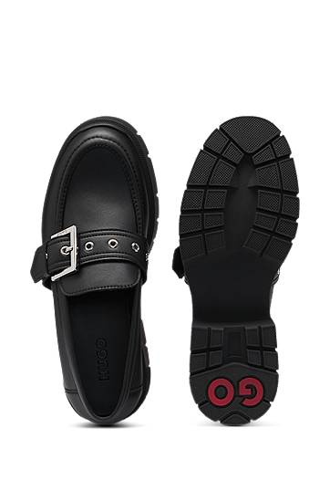 Sneakers och skor BOSS Faux-leather loafers with buckle strap Svart | 50538616, 1