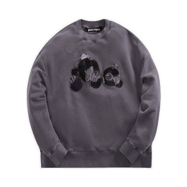 Sweatshirt Palm Angels Patchwork Ripped Bear Crew Grå | PMBA026F22FLE0024940, 0