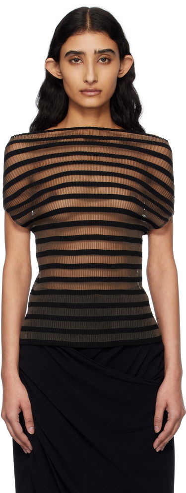 T-shirt Jean Paul Gaultier Jean Paul Gaultier 'The Marinière' Striped Sheer Top Svart | 25/34-F-TO273-M088-00, 0