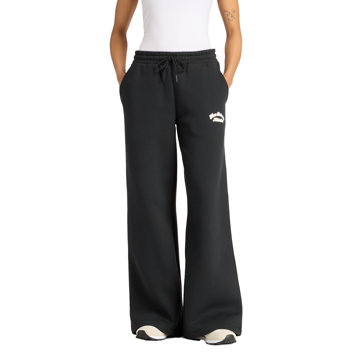 Träningsbyxor New Balance Linear Heritage Wide-Leg Drawstring Sweatpants Svart | WP53902-BK, 0