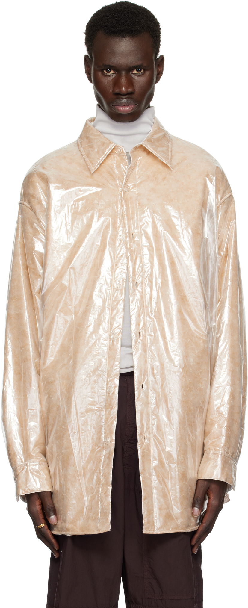 Skjorta Dries Van Noten Dries Van Noten Oversized Puffed Overshirt Beige | 251-020713-1257