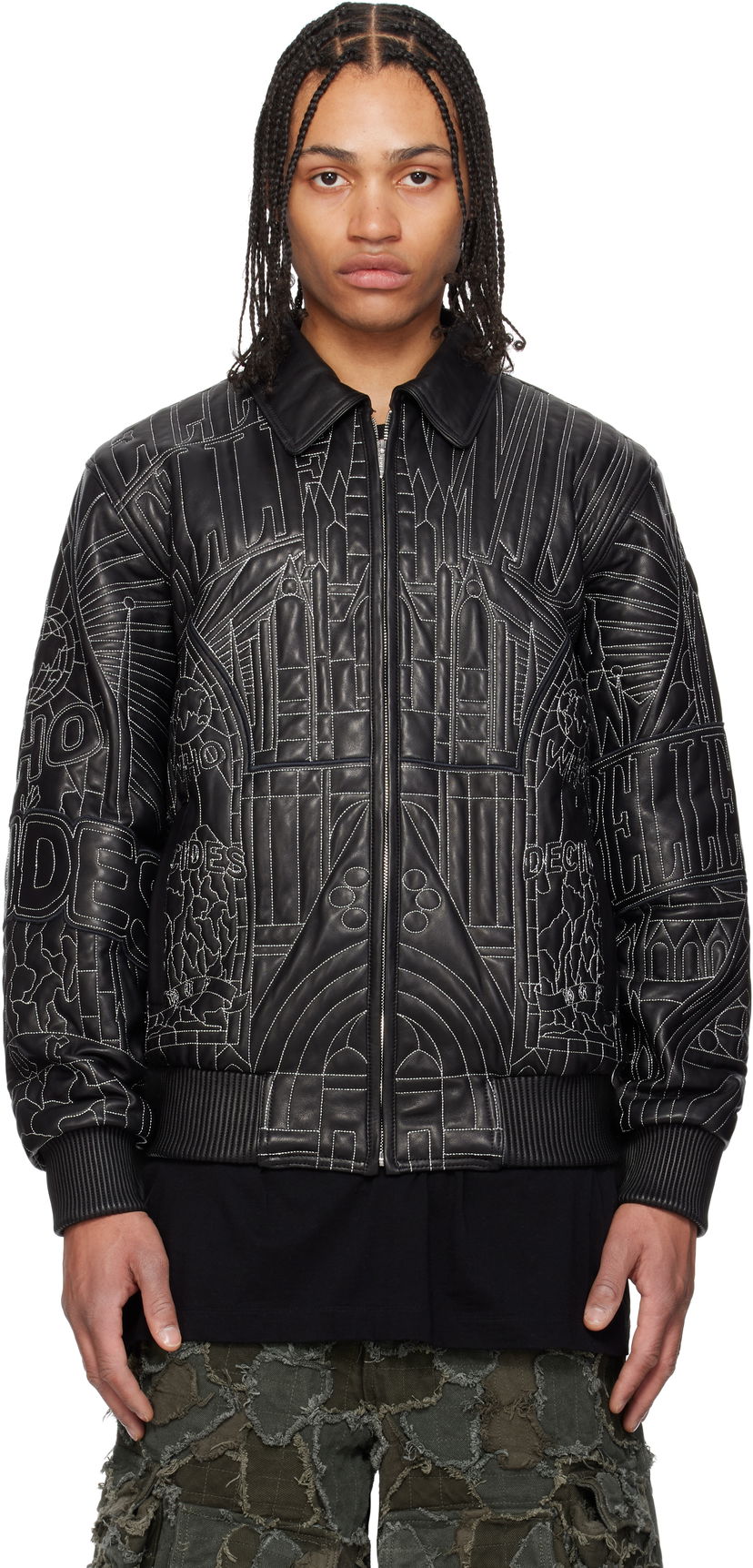 Bomberjacka Who Decides War Who Decides War Pelle Pelle Edition Cathedral Leather Jacket Svart | 1131430002SS25