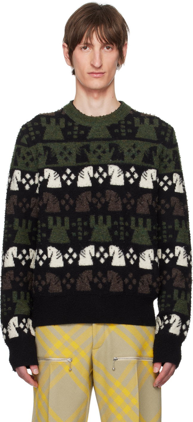 Sweater Burberry Jacquard Sweater Svart | 8076893