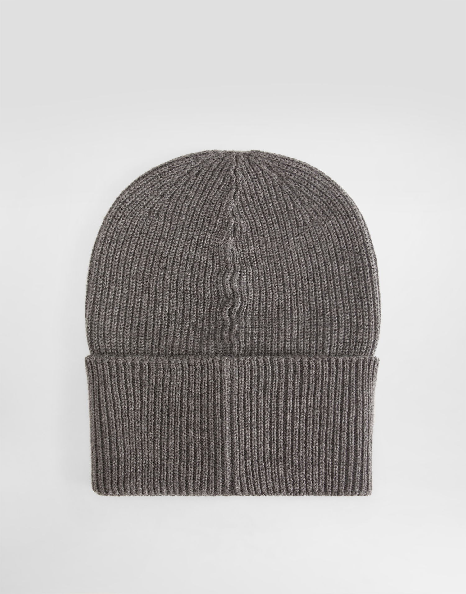 Mössa Dolce & Gabbana Dolce & Gabbana Ribbed Knit Wool Beanie with Embossed Logo Patch Grå | GX15KZJDVCIS8292, 1
