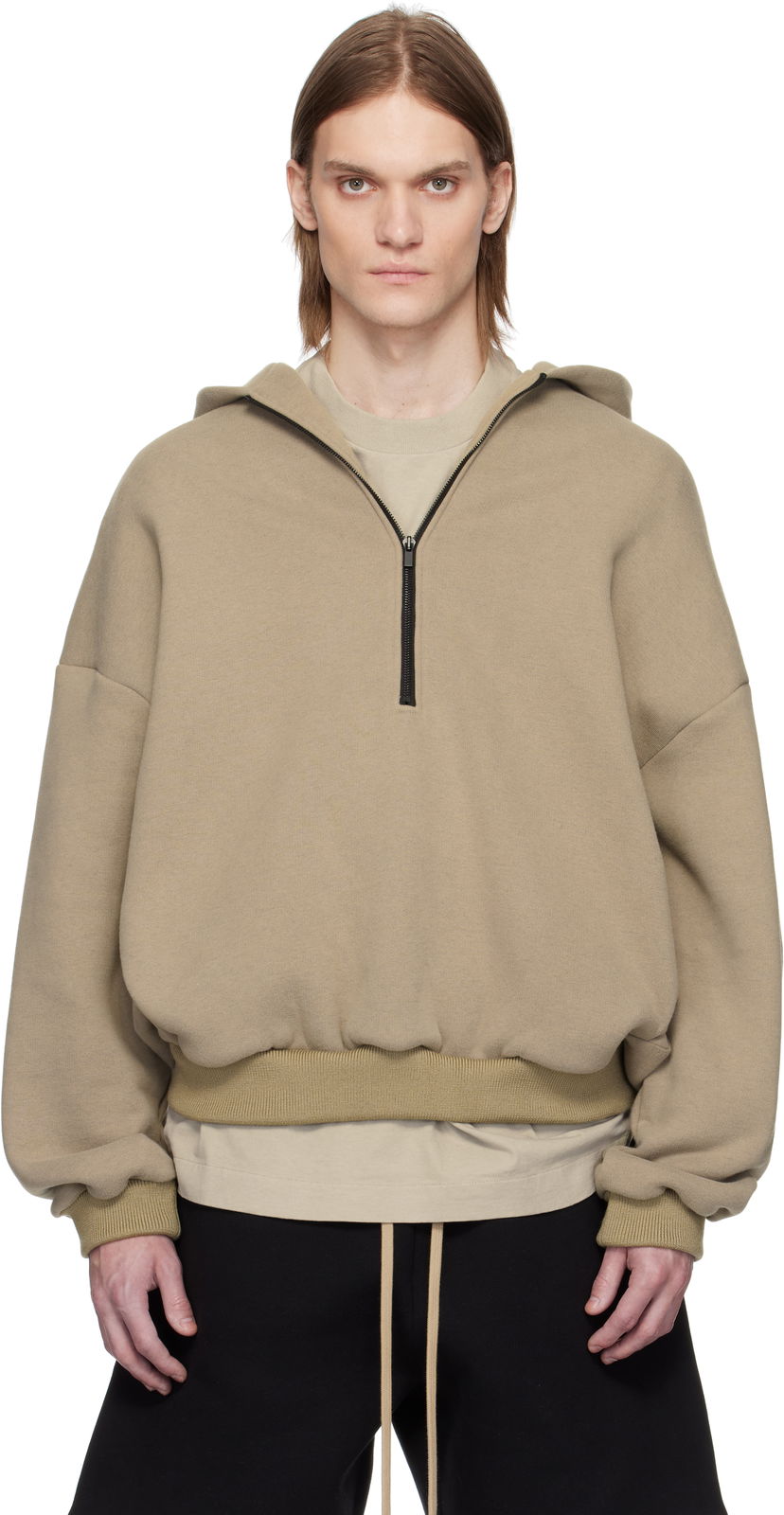 Sweatshirt Fear of God Fear of God Fleece Half Zip Hoodie Beige | FGE250-513CCF
