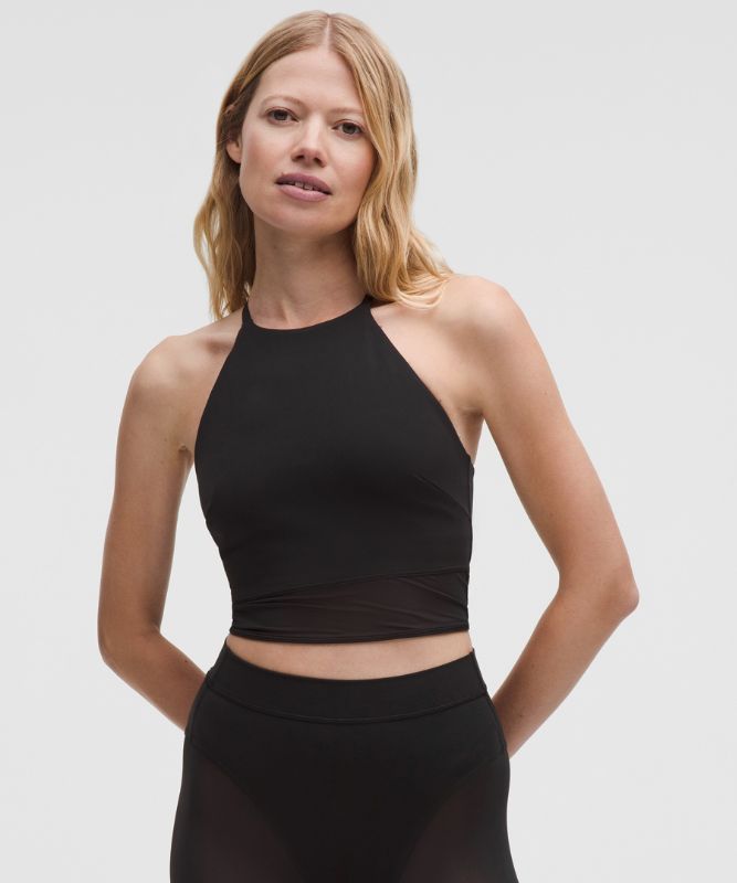 Crop top lululemon High-Neck Nulu Tank Top with Mesh Hem Light Support B/C Cups Svart | prod20002671, 0