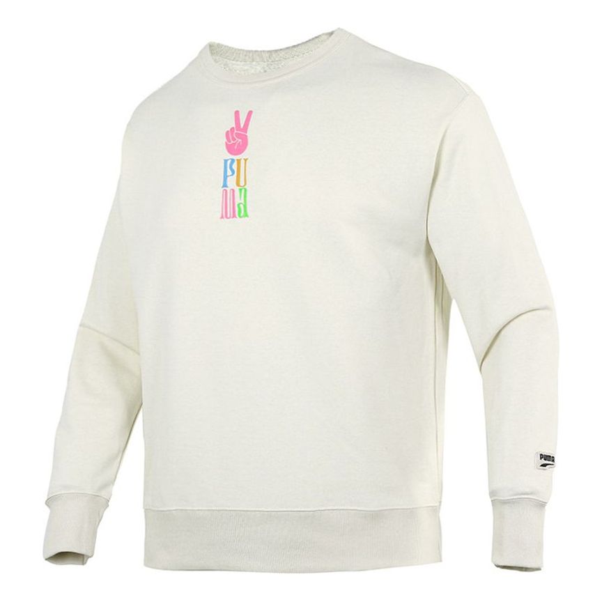 Sweater Puma PUMA Logo Knit Pullover Vit | 533037-73, 0