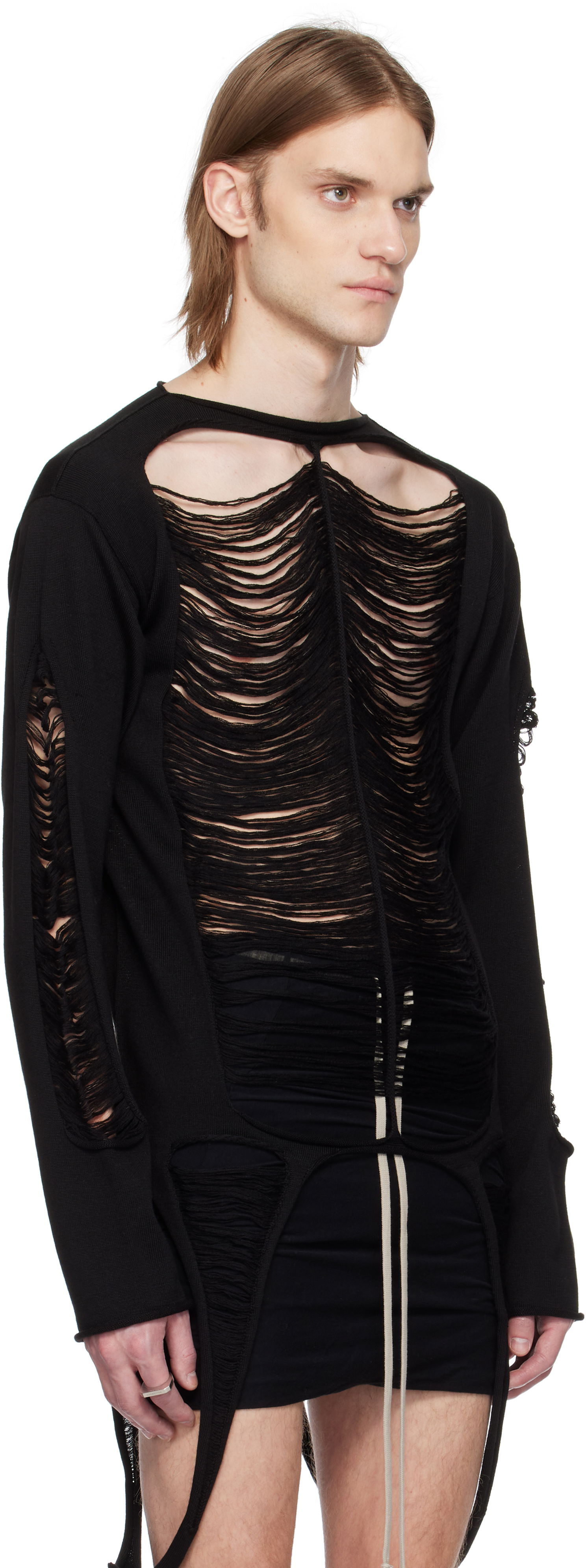 Sweater Rick Owens Rick Owens Hollywood Long Sleeve Sweater Svart | RR01E5671 KGRIDM, 1