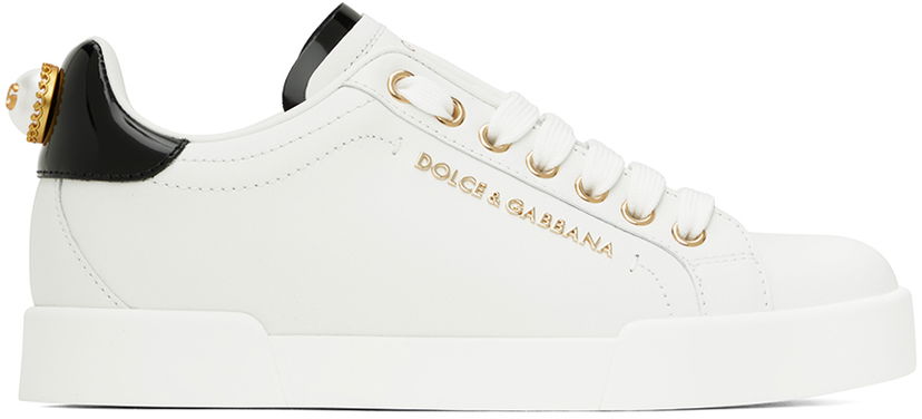 Sneakers och skor Dolce & Gabbana White & Gold Portofino Sneakers Vit | CK1602 AH506