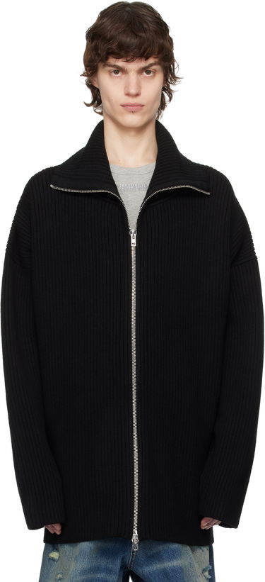 Sweater VETEMENTS VETEMENTS Zip-Up Ribbed Knit Sweater Svart | UA66KN170B, 0