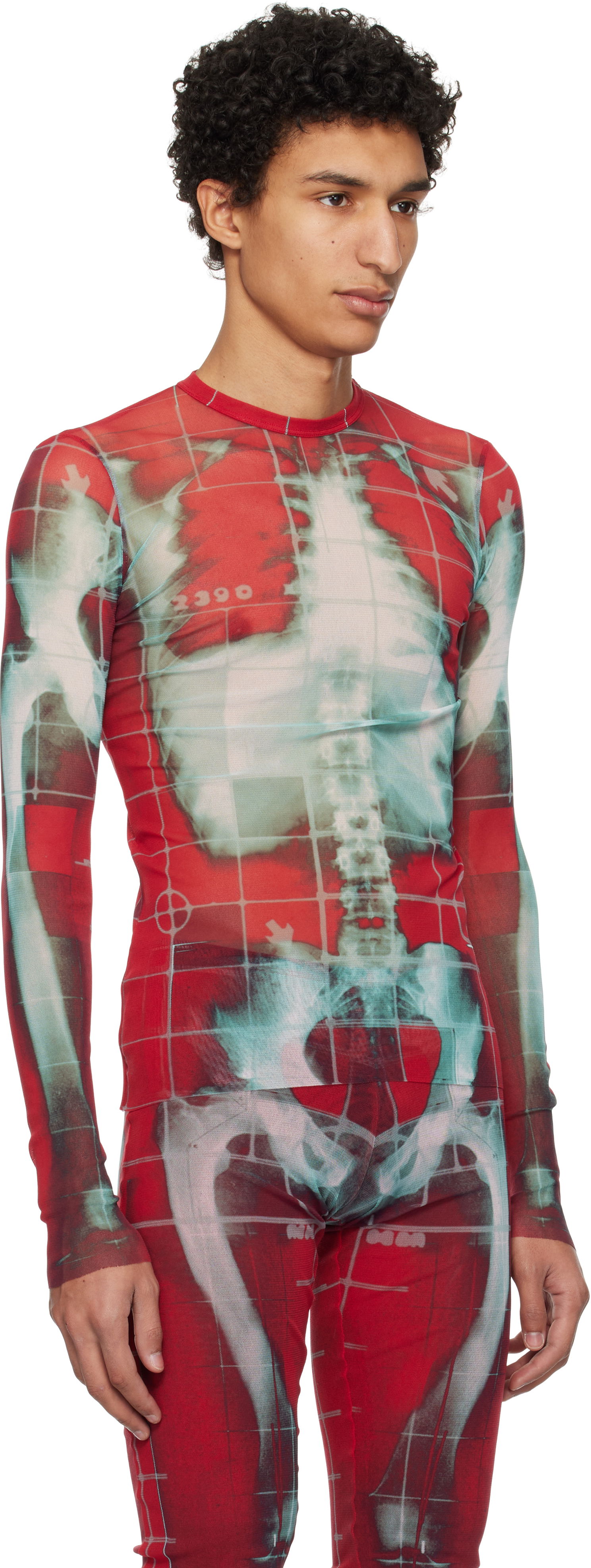 T-shirt Jean Paul Gaultier Jean Paul Gaultier 'The Squeletor' Mesh Top Röd | 25/33-F-TO241-T580-3058, 1