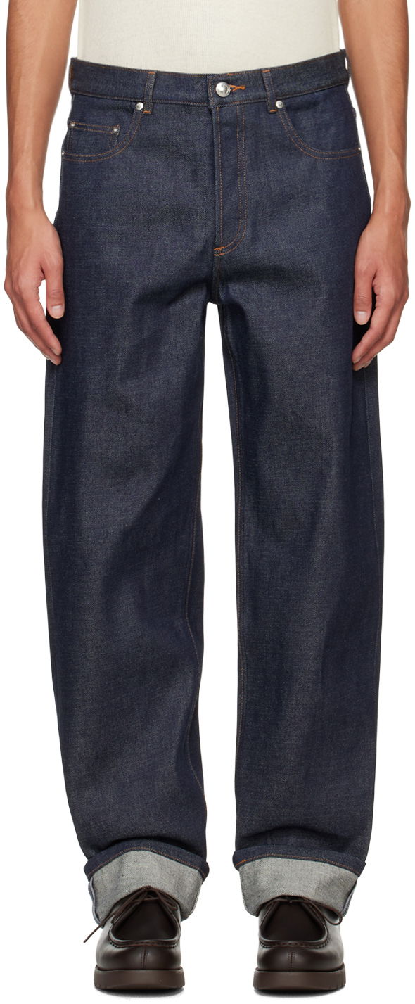 Jeans A.P.C. Fairfax Indigo Relaxed Fit Jeans Blå | CODBS-M09156