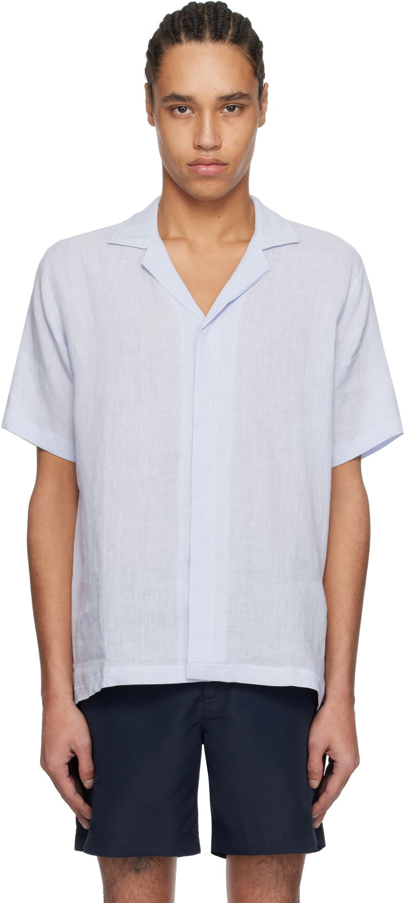 Skjorta Orlebar Brown Orlebar Brown Maitan Linen Resort Shirt Blå | 279644