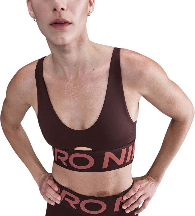 Behå Nike Nike Pro Indy Plunge Medium Support Sports Bra Brun | hf7324-652