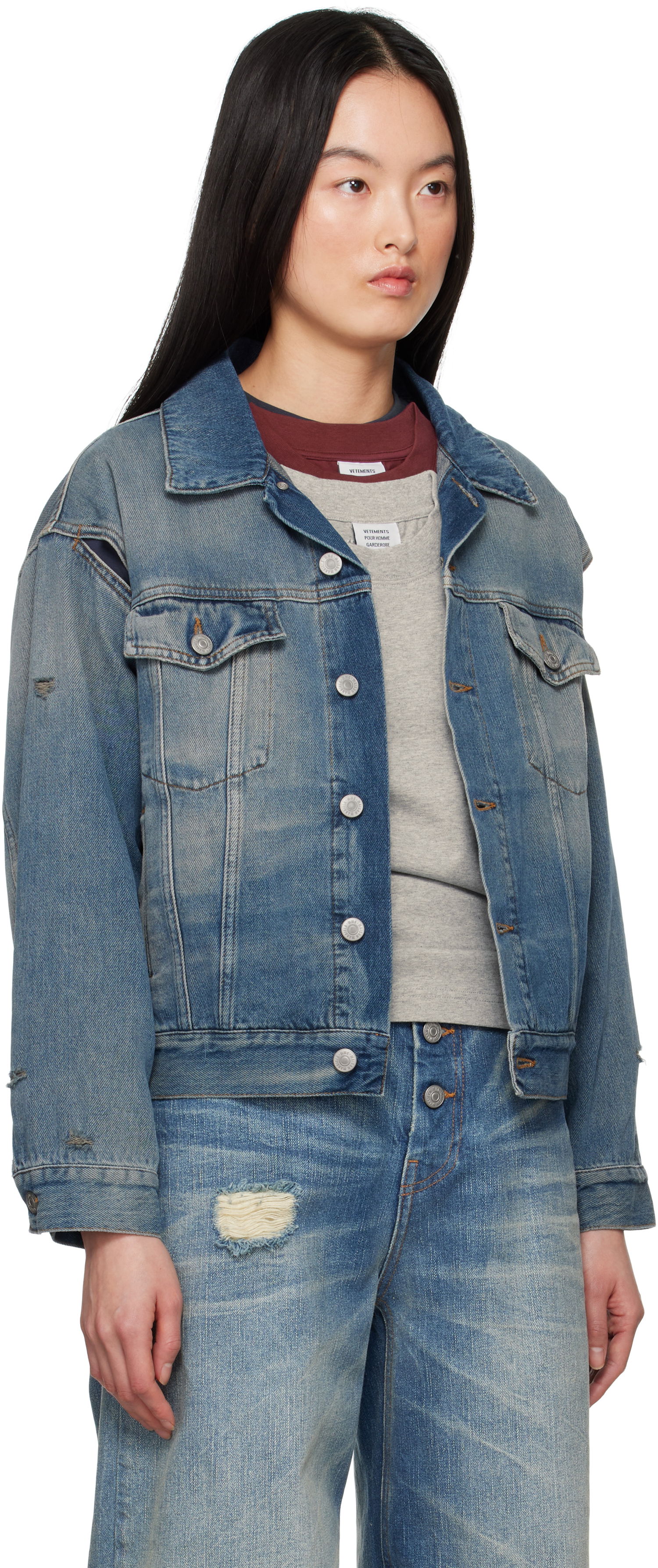 Jacka Maison Margiela MM6 Maison Margiela Faded Denim Jacket Blå | S52AM0319 M30017, 1