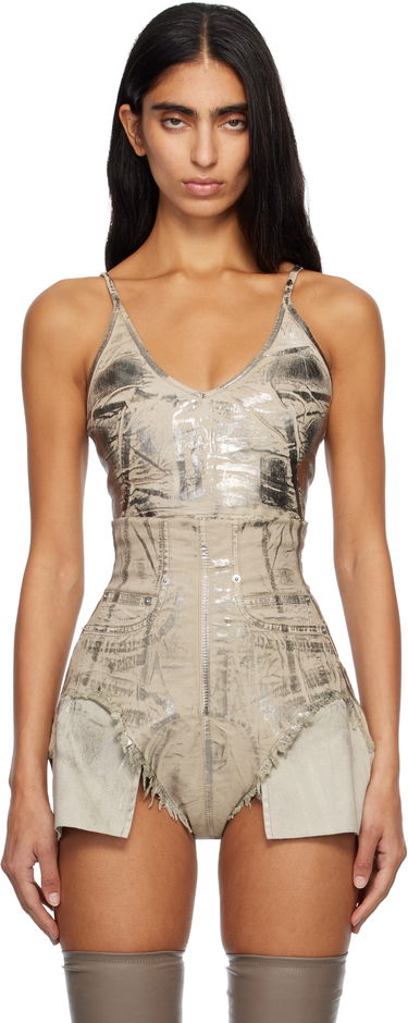 Linne Rick Owens DRKSHDW Concordians Foil Denim Camisole Metallisk | DS02E7132 SDPF, 0