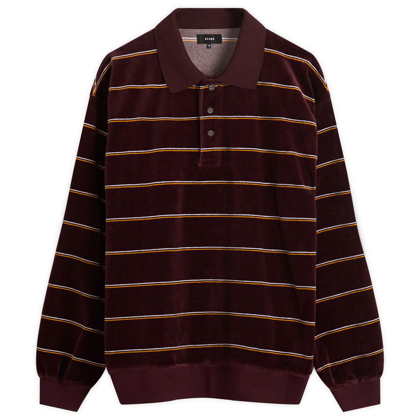 Polotröja BEAMS Velour Border Stripe Polo Flerfärgad | 1112-0212-639-39