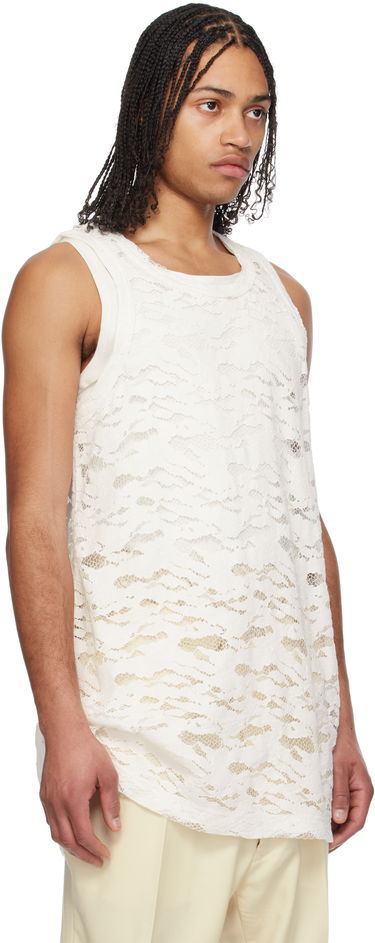 Linne Comme des Garçons Homme Plus Raschel Lace Tank Top Vit | PO-T039-051, 1