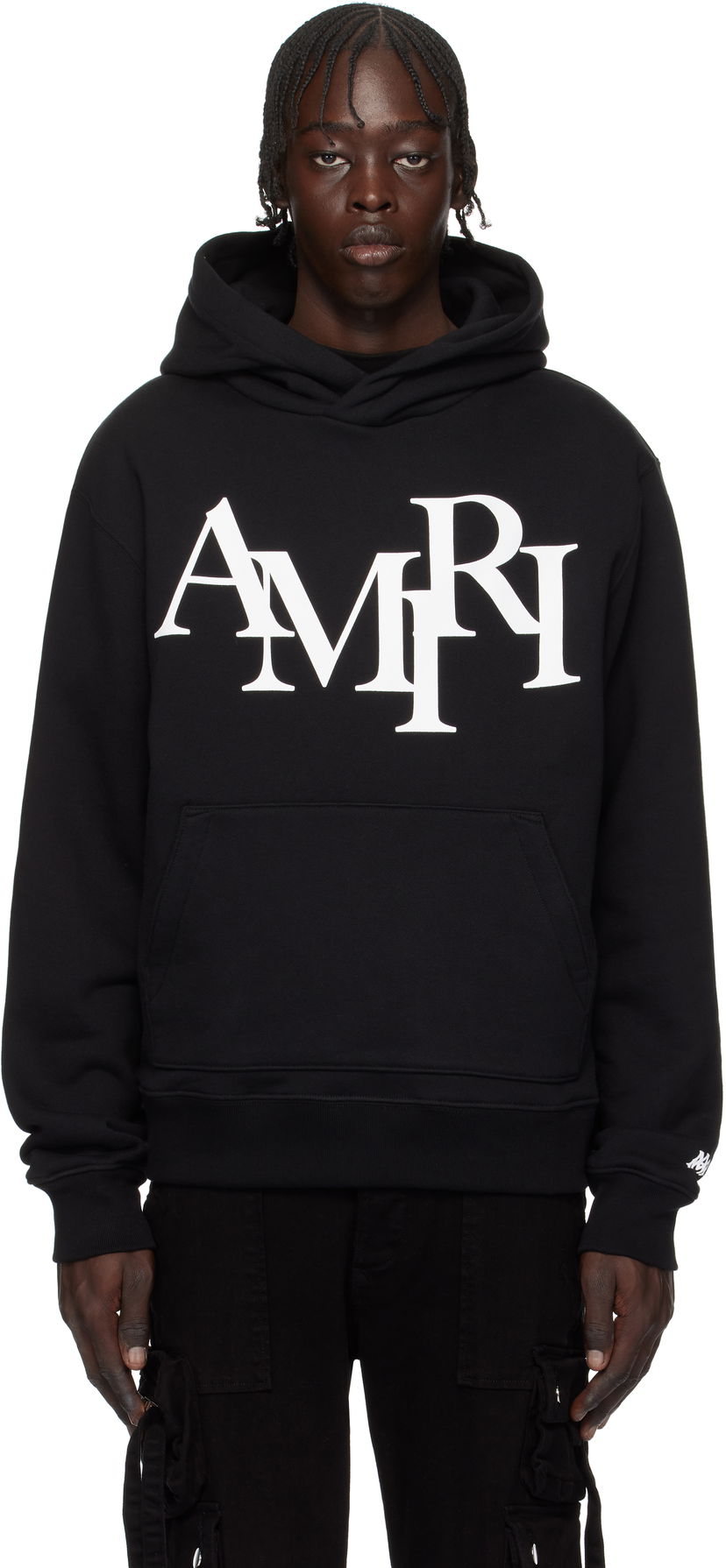 Sweatshirt AMIRI Staggered Logo Print Hoodie Svart | AMJYHD1094