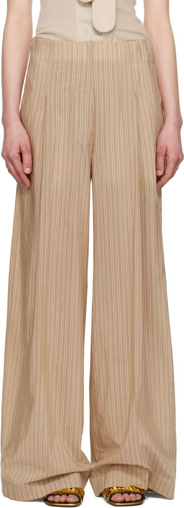 Byxor Dries Van Noten Dries Van Noten Striped Wide-Leg Trousers Beige | 251-010909-1524, 0